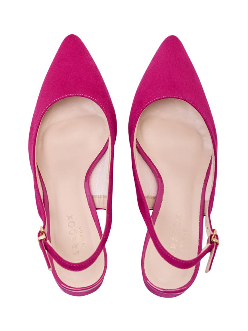 Product image 3 of 7, which shows Paradox London Isadora Wide Fit Slingback Court Shoes, Fuchisa, 3W