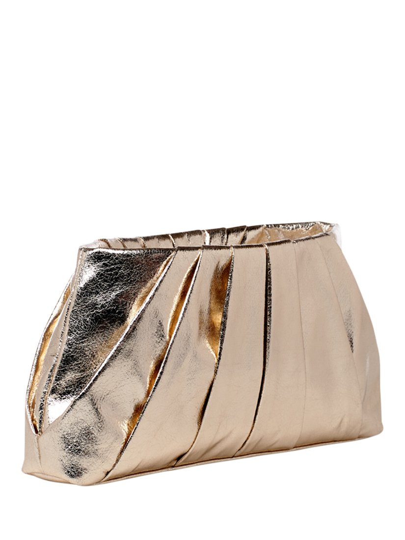 Product image 2 of 4, which shows Paradox London Desert Soft Pleated Clutch Bag, Champagne