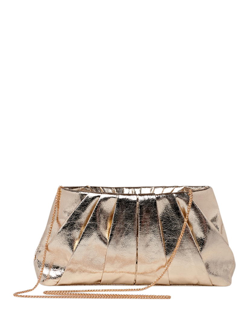 Product image 4 of 4, which shows Paradox London Desert Soft Pleated Clutch Bag, Champagne