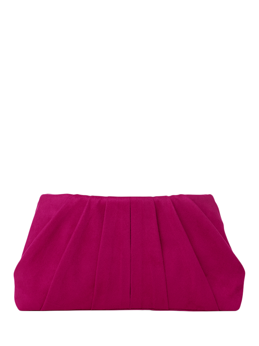 Product image 1 of 4, which shows Paradox London Desert Soft Pleated Clutch Bag, Fuchsia