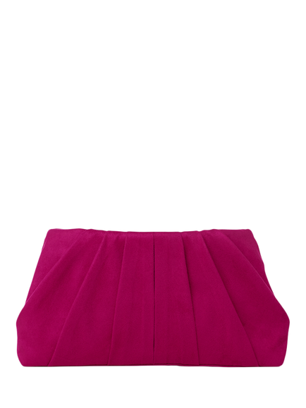 Paradox London Desert Soft Pleated Clutch Bag, Fuchsia
