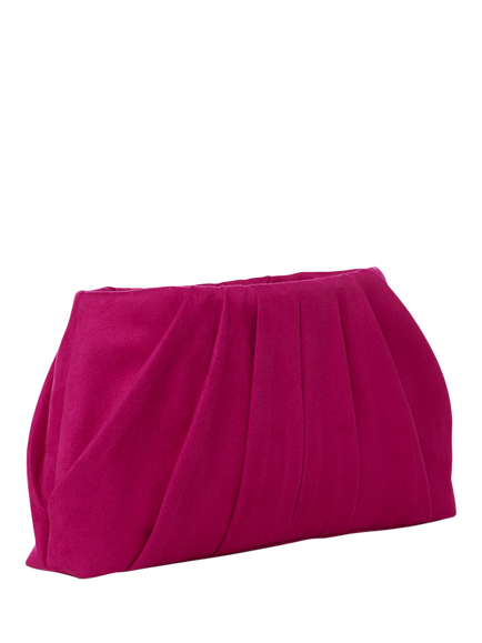 Paradox London Desert Soft Pleated Clutch Bag - view 2, Fuchsia