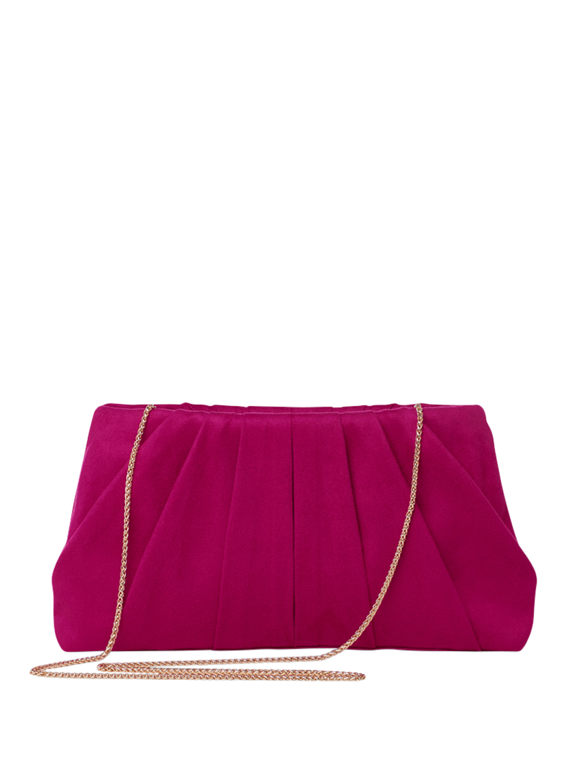 Product image 4 of 4, which shows Paradox London Desert Soft Pleated Clutch Bag, Fuchsia