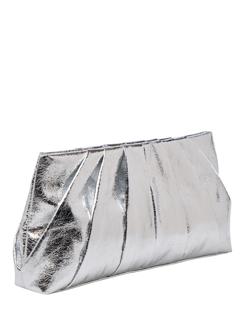 Product image 2 of 4, which shows Paradox London Desert Soft Pleated Clutch Bag, Silver