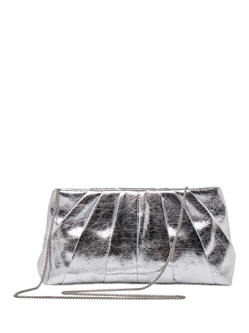 Product image 4 of 4, which shows Paradox London Desert Soft Pleated Clutch Bag, Silver