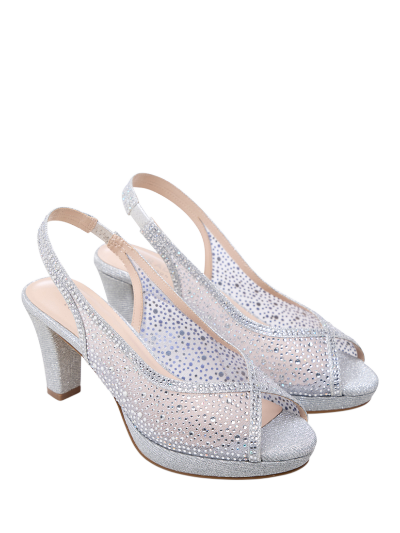 Product image 6 of 8, which shows Paradox London Luminara Diamante Embellished Sandals, Silver, 3