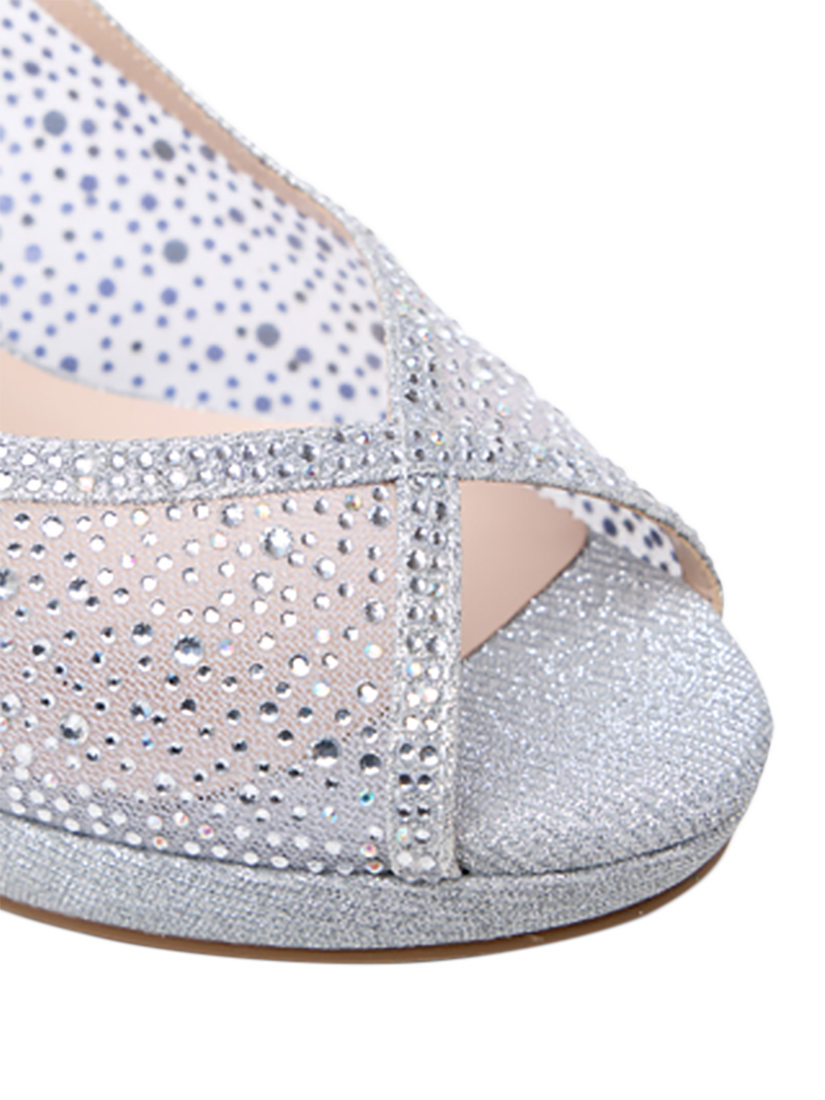 Product image 8 of 8, which shows Paradox London Luminara Diamante Embellished Sandals, Silver, 3