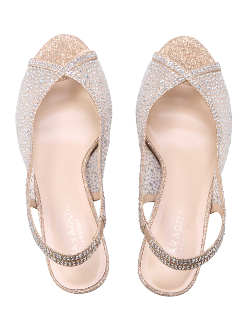 Product image 4 of 8, which shows Paradox London Luminara Diamante Embellished Sandals, Champagne, 3