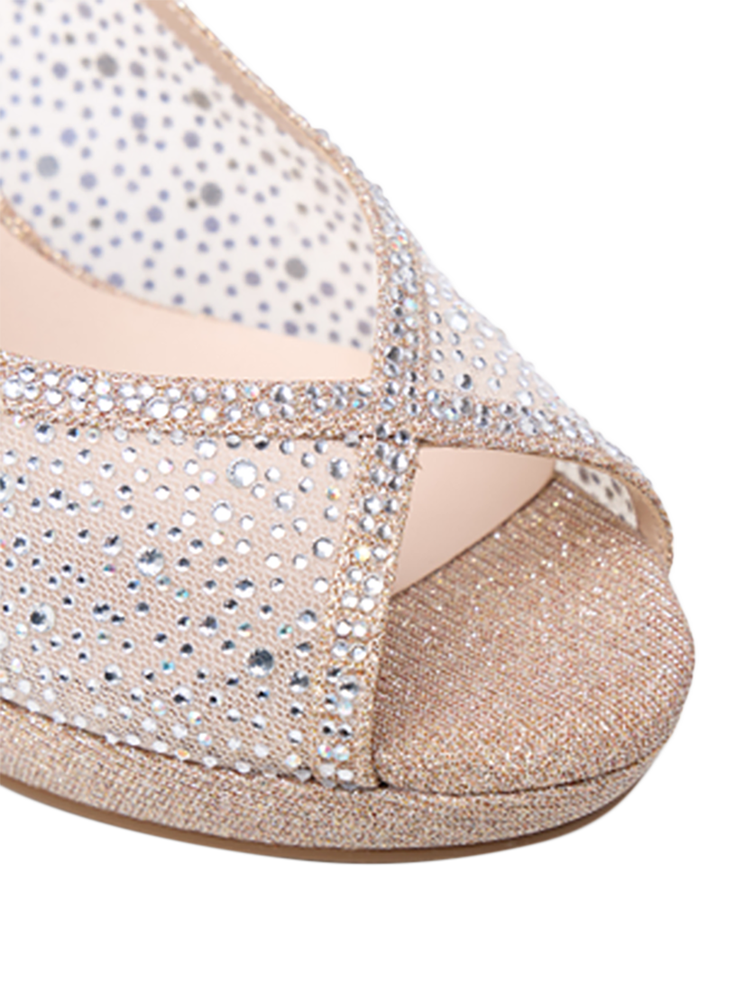 Product image 7 of 8, which shows Paradox London Luminara Diamante Embellished Sandals, Champagne, 3
