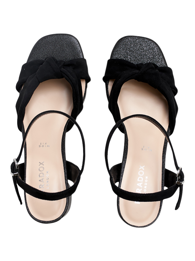 Product image 4 of 8, which shows Paradox London Nalani Wide Fit Block Heel Sandals, Black, 3