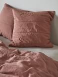 Bedfolk Relaxed Cotton Quilted Square Pillowcase, Pair, Rust