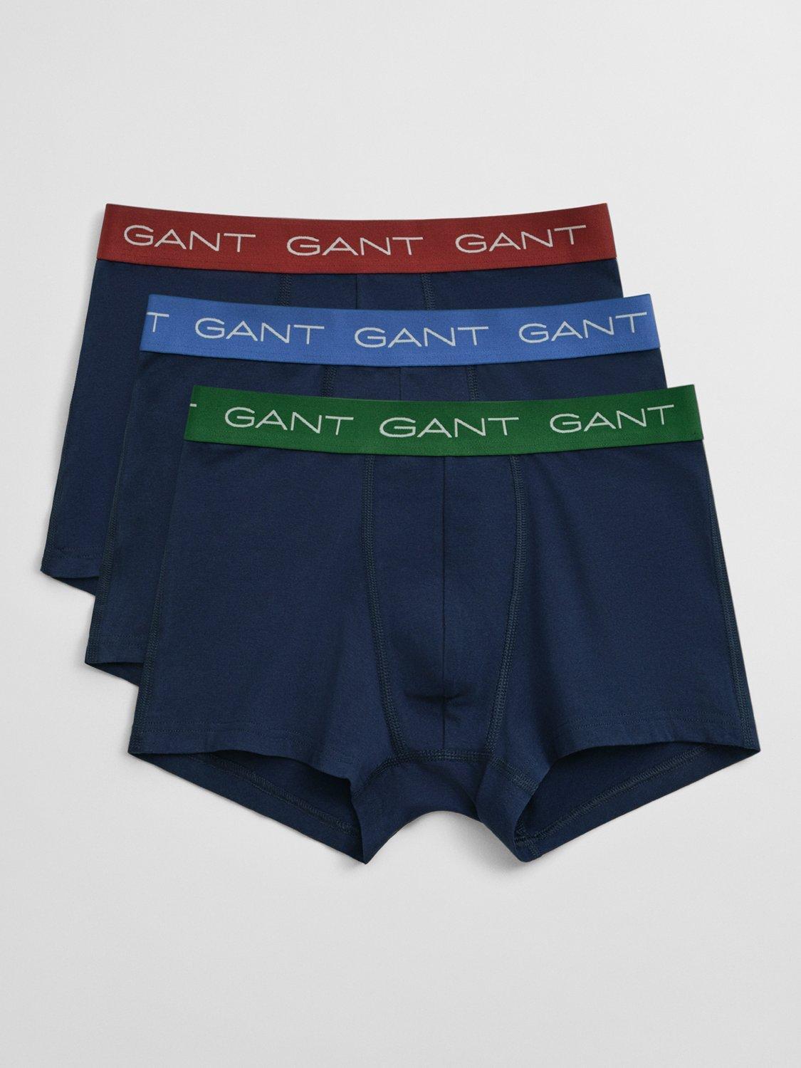 Product image 1 of 2, which shows GANT Logo Cotton Blend Trunks, Pack of 3, Marine, L