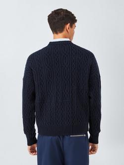 John Lewis x LABRUM Lambswool Blend Cable Knit Jumper - view 2, Navy