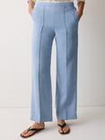 Jigsaw Pure Irish Linen Palazzo Trousers, Blue