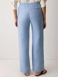 Jigsaw Pure Irish Linen Palazzo Trousers, Blue