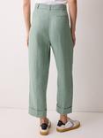 Jigsaw Pure Irish Linen Turn Up Trousers, Green