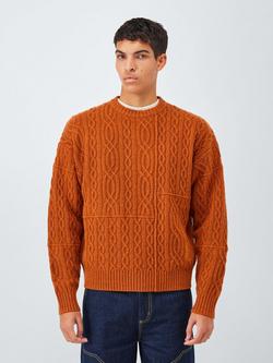 John Lewis x LABRUM Lambswool Blend Cable Knit Jumper, Tibetan Tan