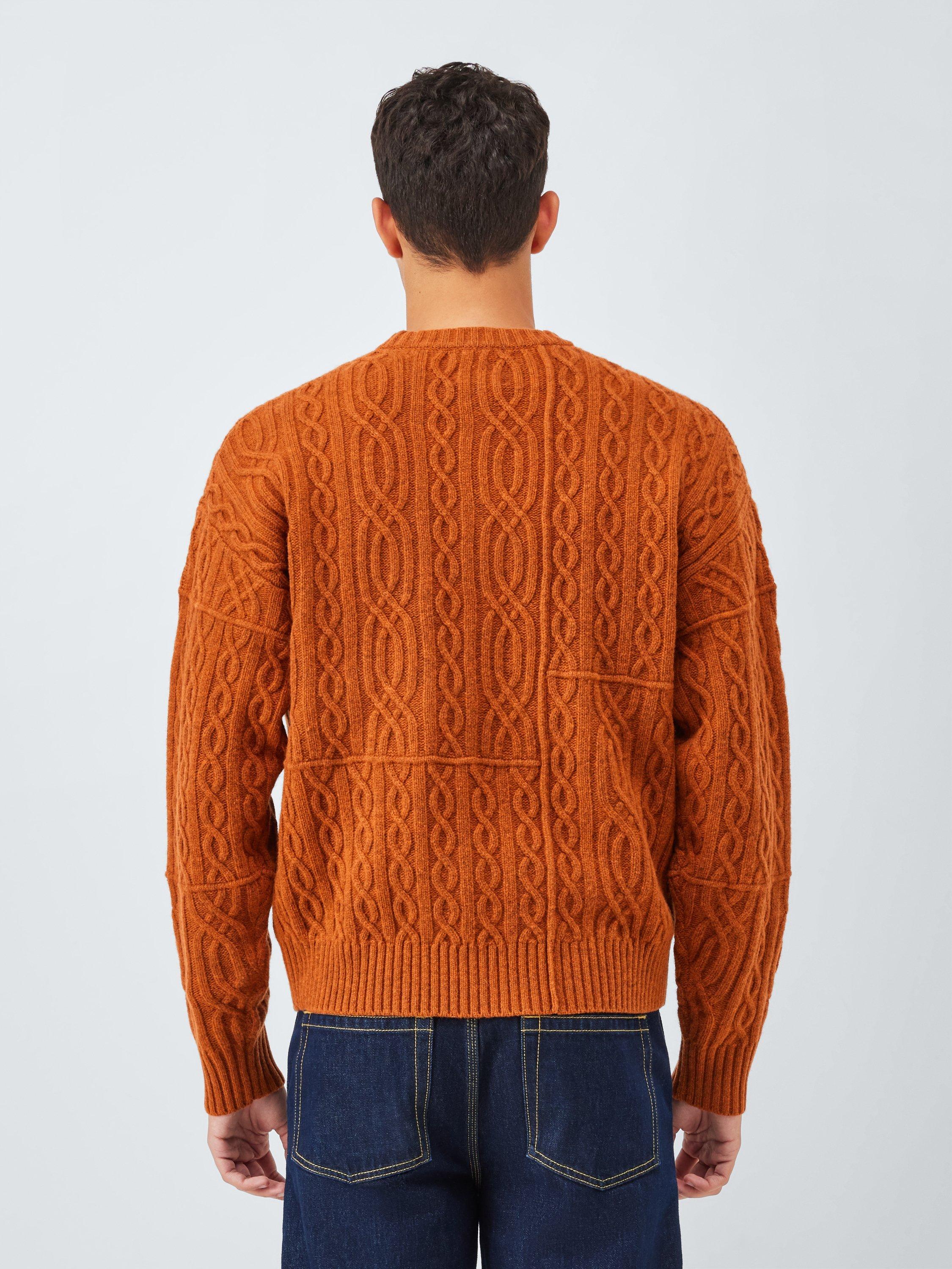 Product image 2 of 6, which shows John Lewis x LABRUM Lambswool Blend Cable Knit Jumper, Tibetan Tan, S