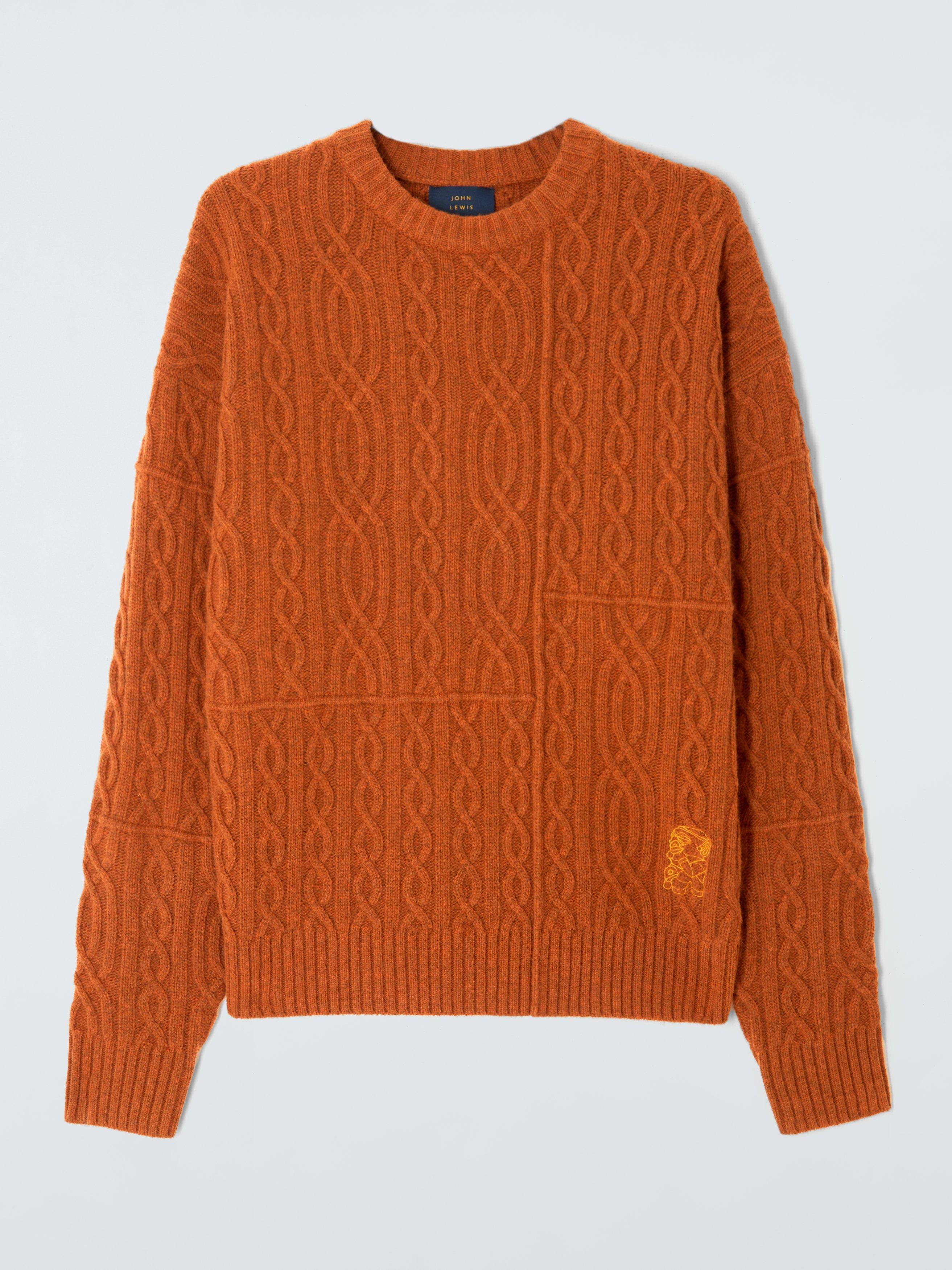 Product image 4 of 6, which shows John Lewis x LABRUM Lambswool Blend Cable Knit Jumper, Tibetan Tan, S