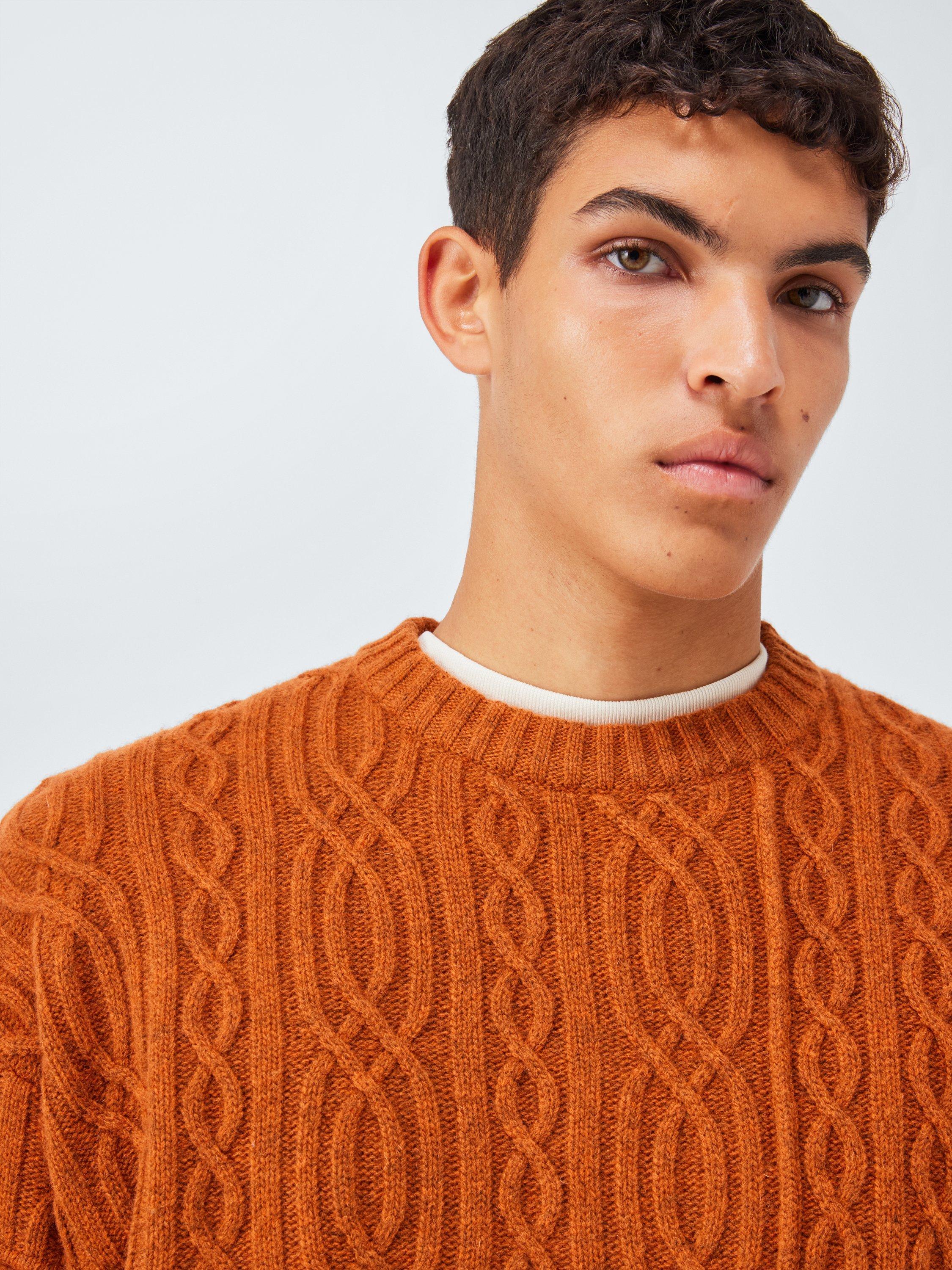 Product image 5 of 6, which shows John Lewis x LABRUM Lambswool Blend Cable Knit Jumper, Tibetan Tan, S