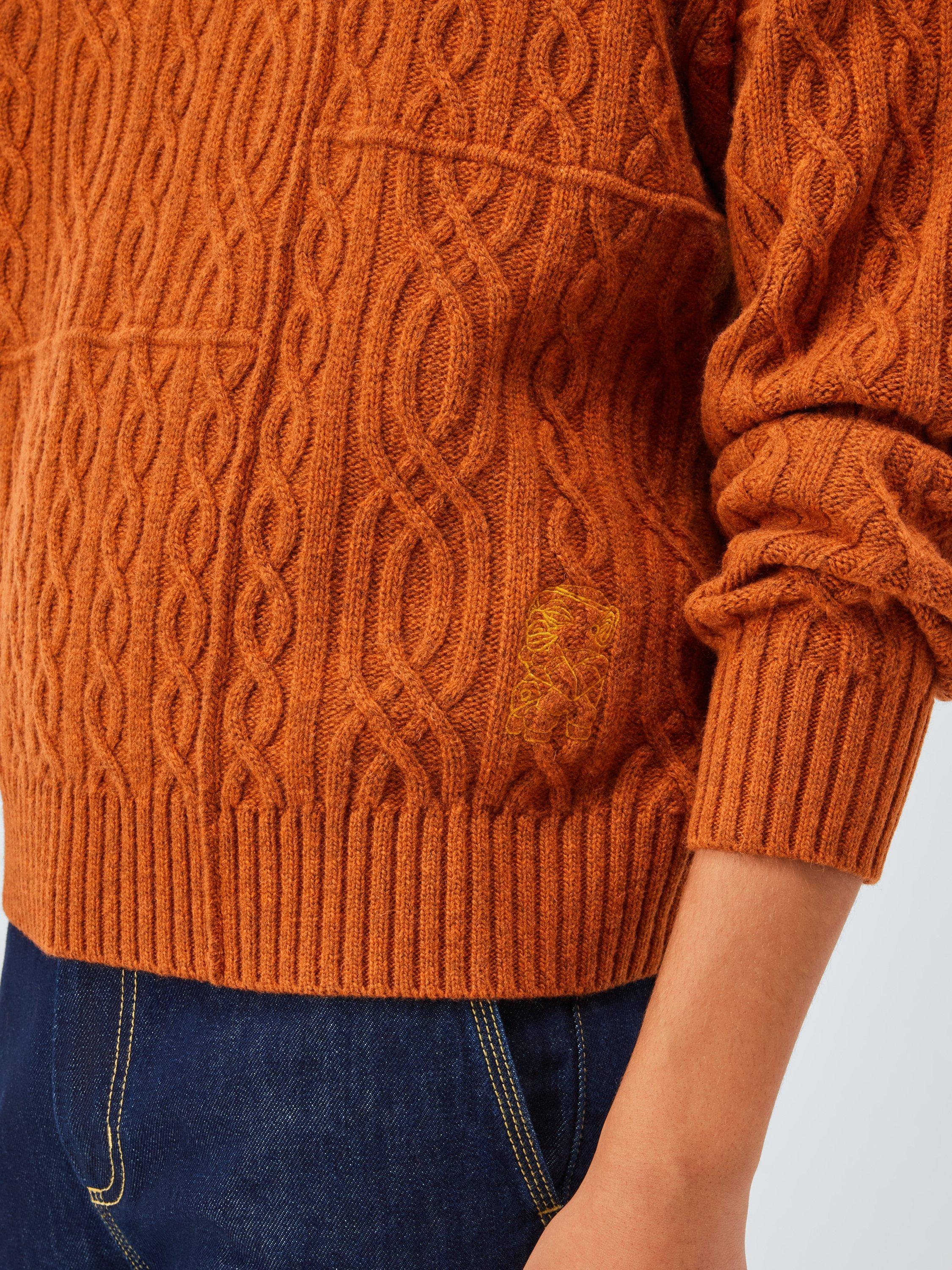 Product image 6 of 6, which shows John Lewis x LABRUM Lambswool Blend Cable Knit Jumper, Tibetan Tan, S