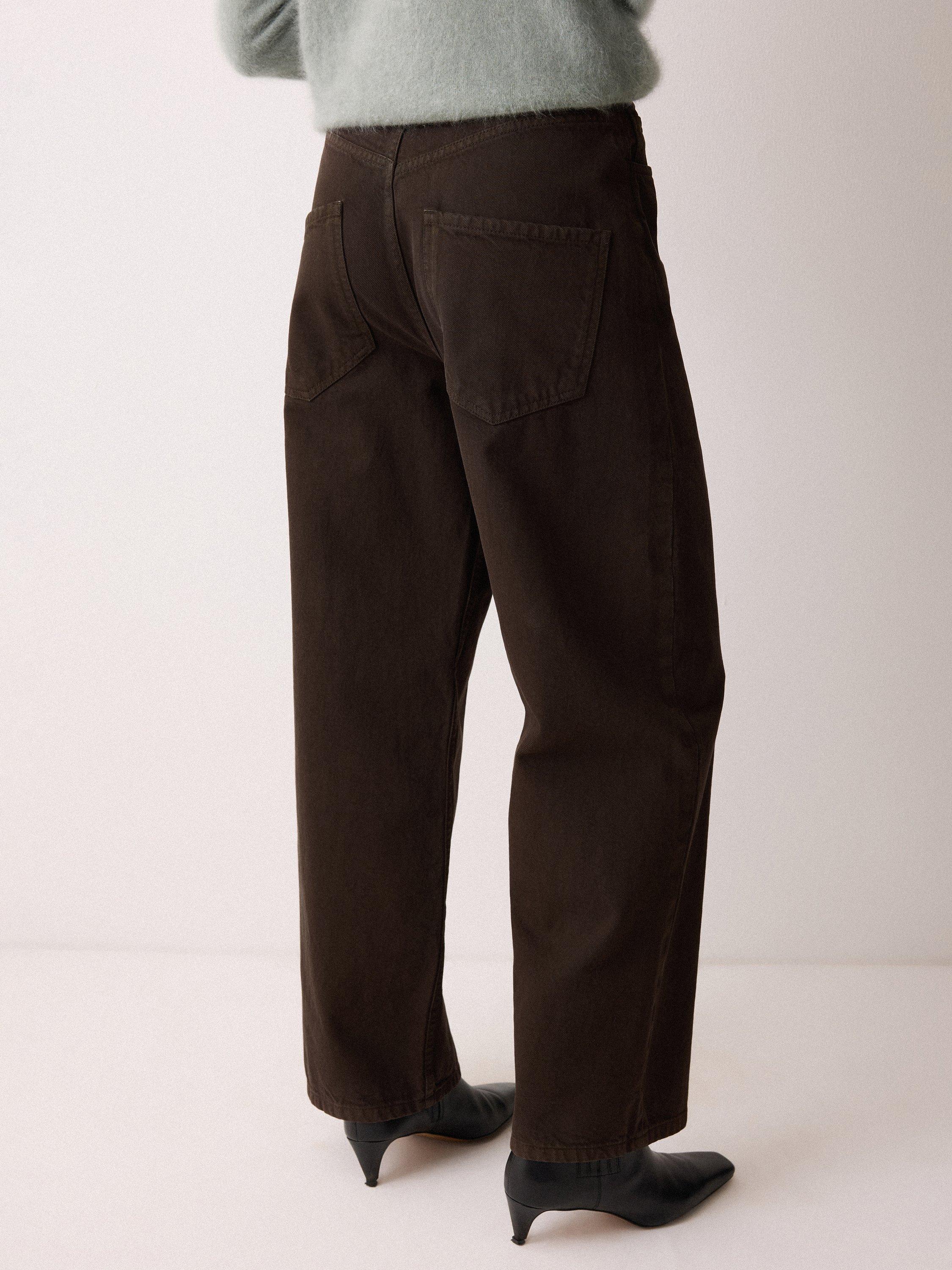 Product image 2 of 5, which shows Jigsaw Lucia High Waisted Cotton Denim Jeans, Brown, 24