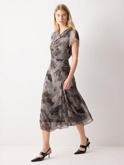 Jigsaw Antique Floral Midi Dress, Multi, Multi