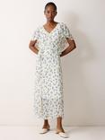 Jigsaw Swirl Posy Midi Dress, Cream