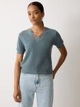 Jigsaw Abstract Cut Lace Cotton Knit Top