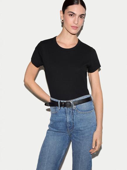 Jigsaw Fine Cotton Baby Tee T-Shirt, Black