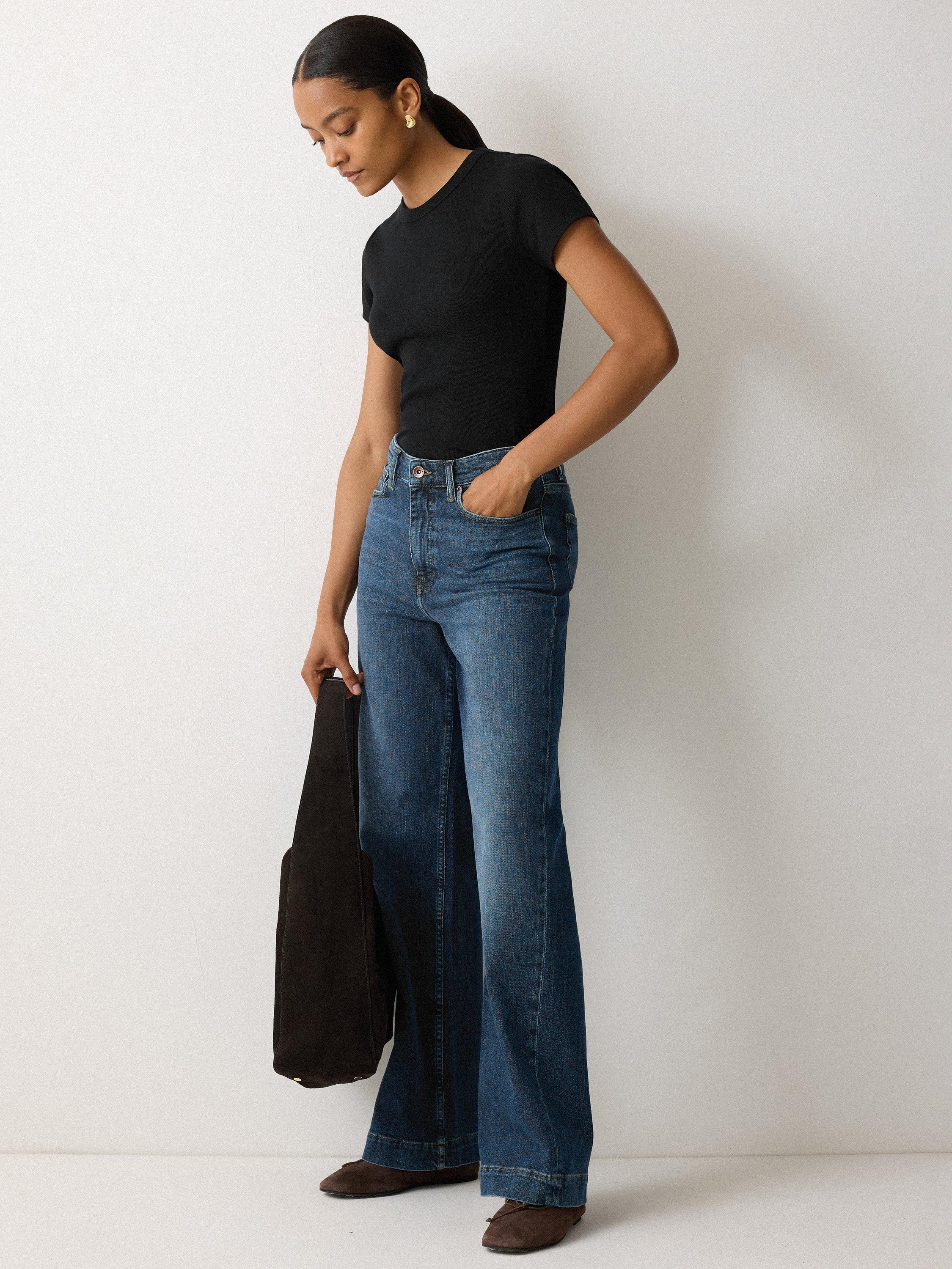 Product image 3 of 3, which shows Jigsaw Fine Cotton Baby Tee T-Shirt, Black, XS