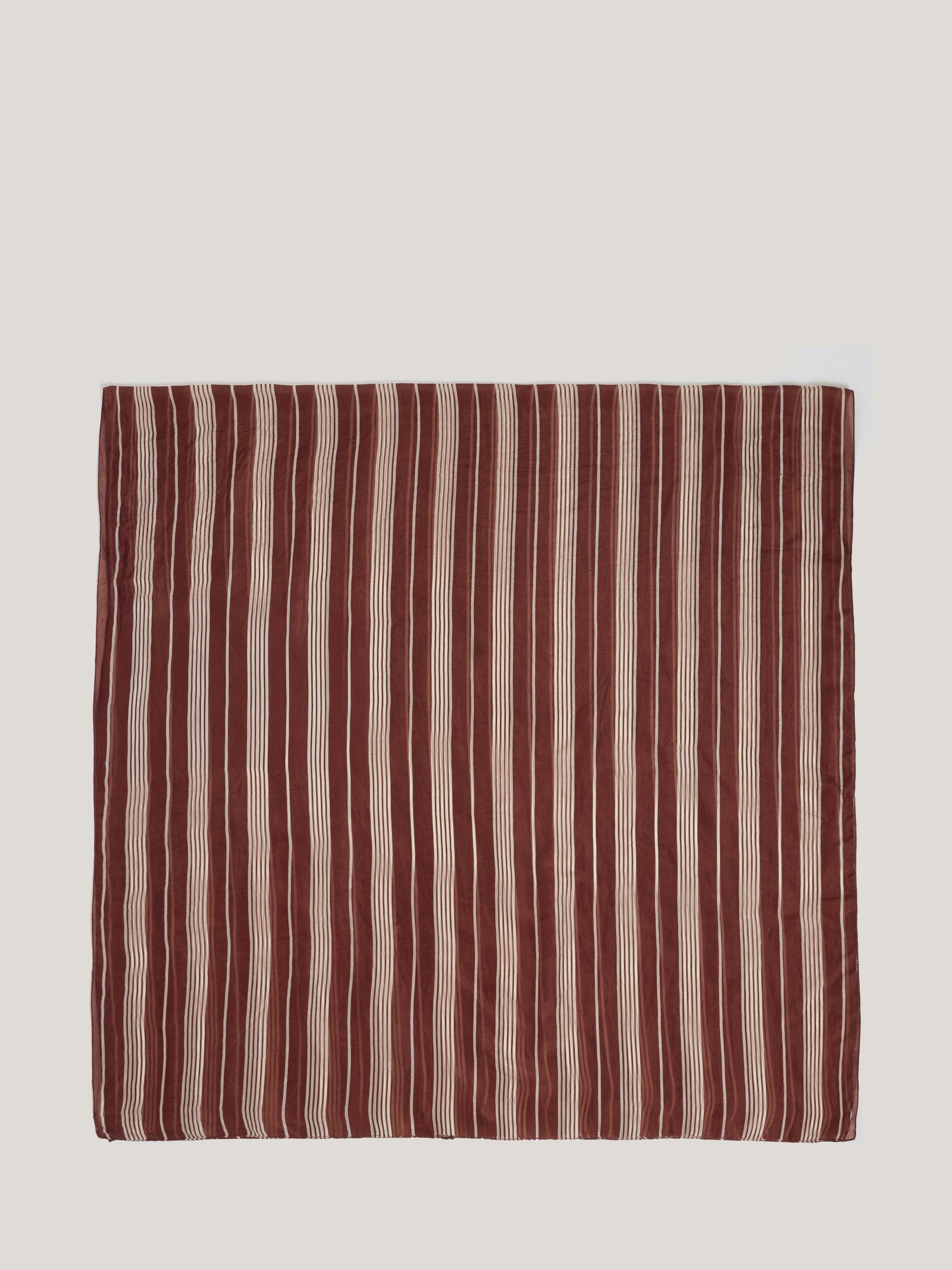 Product image 1 of 6, which shows Jigsaw Cassis Stripe Pure Silk Scarf, Brown, One Size