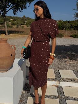 Never Fully Dressed Desiree Fleck Plisee Dress, Chocolate, Chocolate