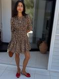 Never Fully Dressed Shirred Leopard Print Dress, Multi