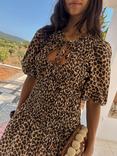 Never Fully Dressed Shirred Leopard Print Dress, Multi