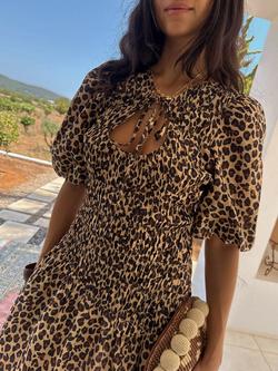 Never Fully Dressed Shirred Leopard Print Dress, Multi - view 2, Multi