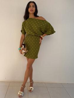 Never Fully Dressed Tilly Plisse Mini Dress, Khaki - view 2, Khaki