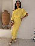 Never Fully Dressed Tilly Plisse Midi Dress, Yellow