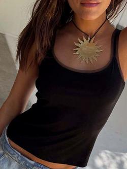 Never Fully Dressed Teddy Contrast Trim Vest Top - view 2, Black