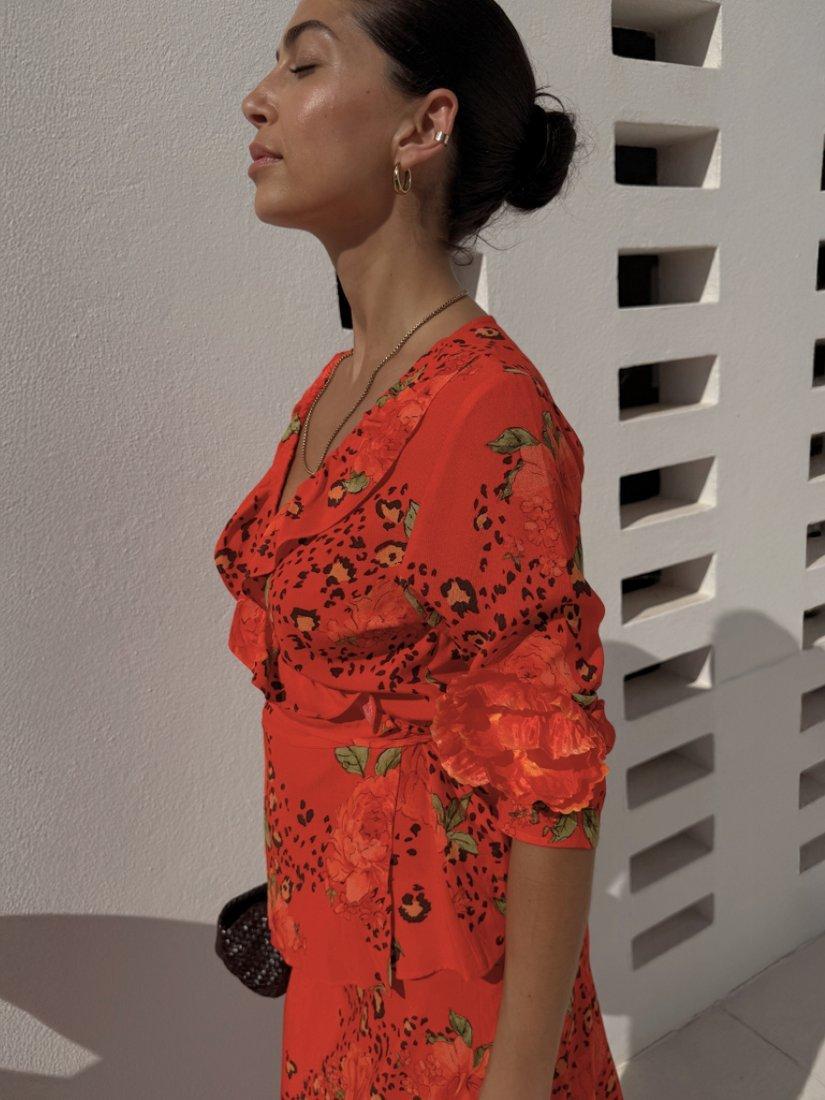 Product image 3 of 5, which shows Never Fully Dressed Rosie Long Sleeve Wrap Top, Red, 6