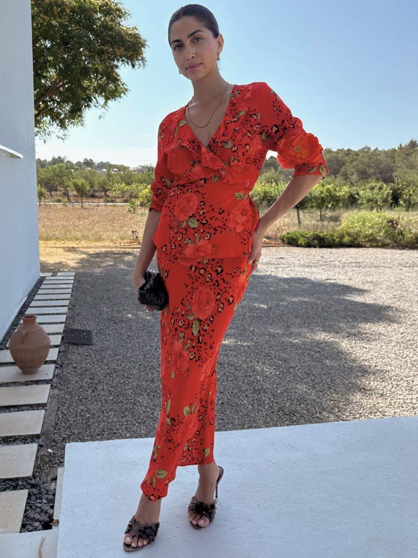 Product image 4 of 5, which shows Never Fully Dressed Rosie Long Sleeve Wrap Top, Red, 6