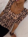 Never Fully Dressed Leopard Print Jersey Top, Multi