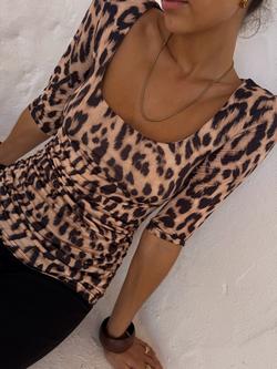 Never Fully Dressed Leopard Print Jersey Top, Multi - view 2, Multi