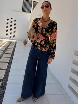 Never Fully Dressed Floral Long Sleeve Wrap Top, Multi - view 2, Multi