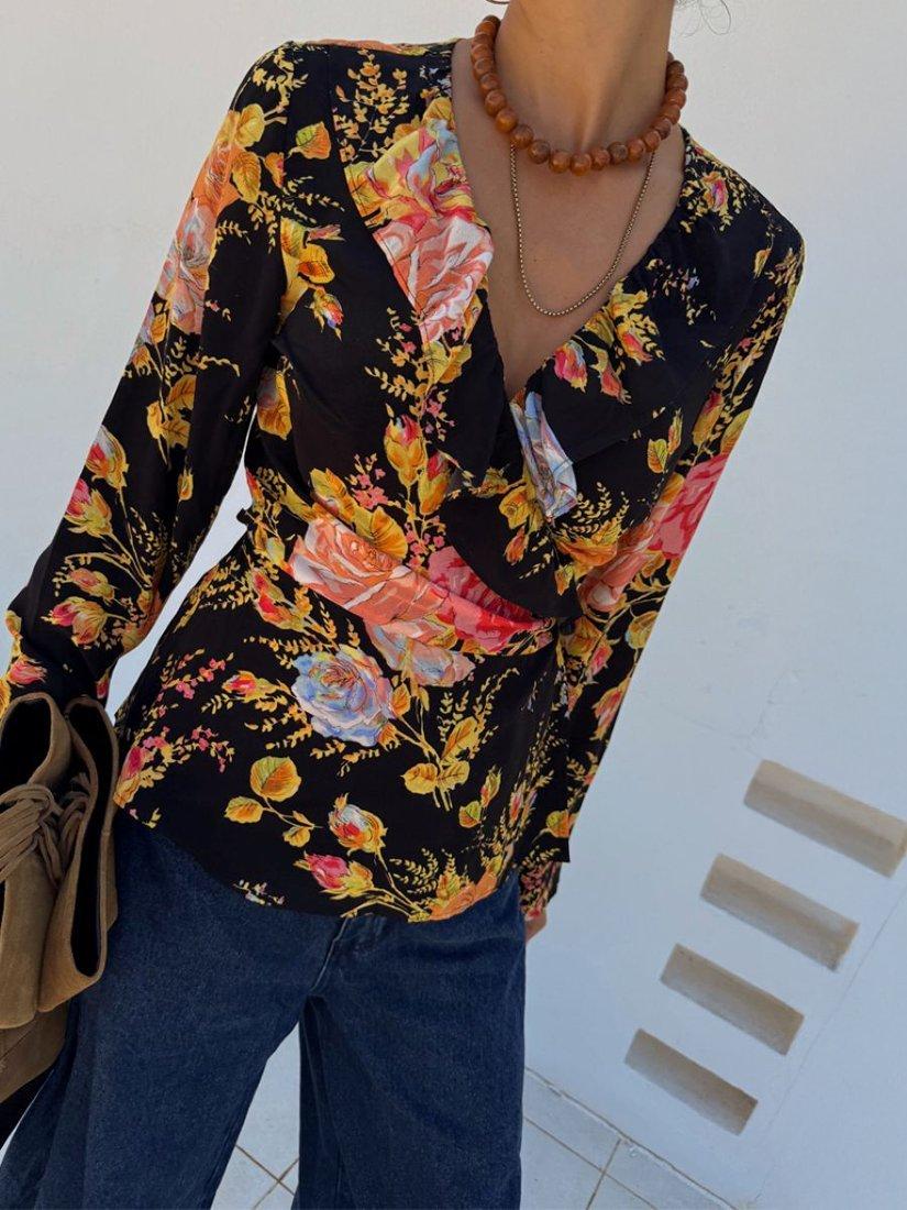 Product image 4 of 5, which shows Never Fully Dressed Floral Long Sleeve Wrap Top, Multi, 6