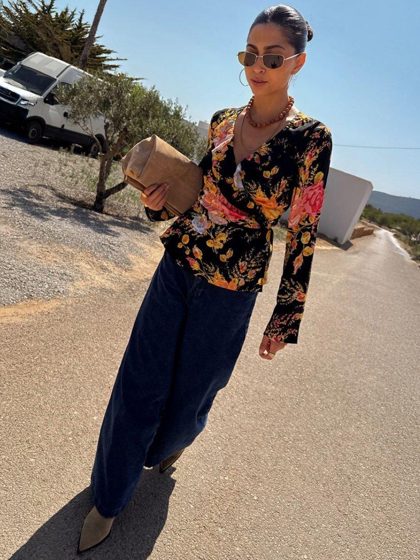 Product image 5 of 5, which shows Never Fully Dressed Floral Long Sleeve Wrap Top, Multi, 6