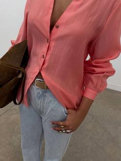 Never Fully Dressed Miley Blouson Sleeve Shirt, Coral - view 2, Coral