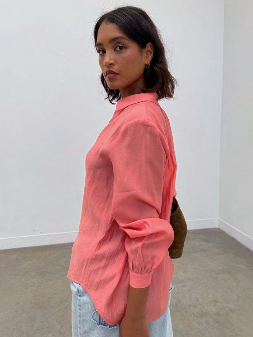 Product image 6 of 6, which shows Never Fully Dressed Miley Blouson Sleeve Shirt, Coral, 6