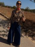 Never Fully Dressed Leopard Print Flared Cuff Shirt, Brown