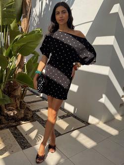 Never Fully Dressed Tilly Plisse Mini Dress, Black, Black